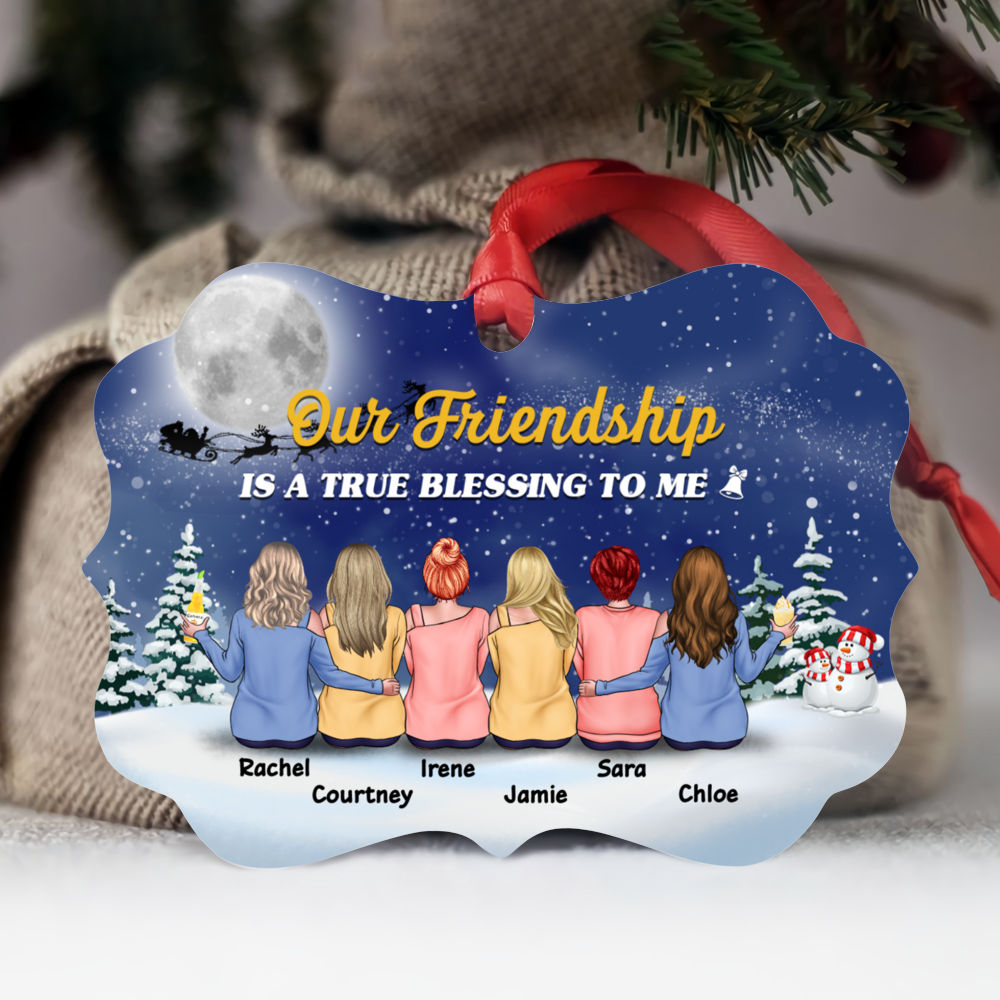 Personalized Ornament - Sisters Snow Ornament - Up to 9 women - Our friendship is a true blessing to me