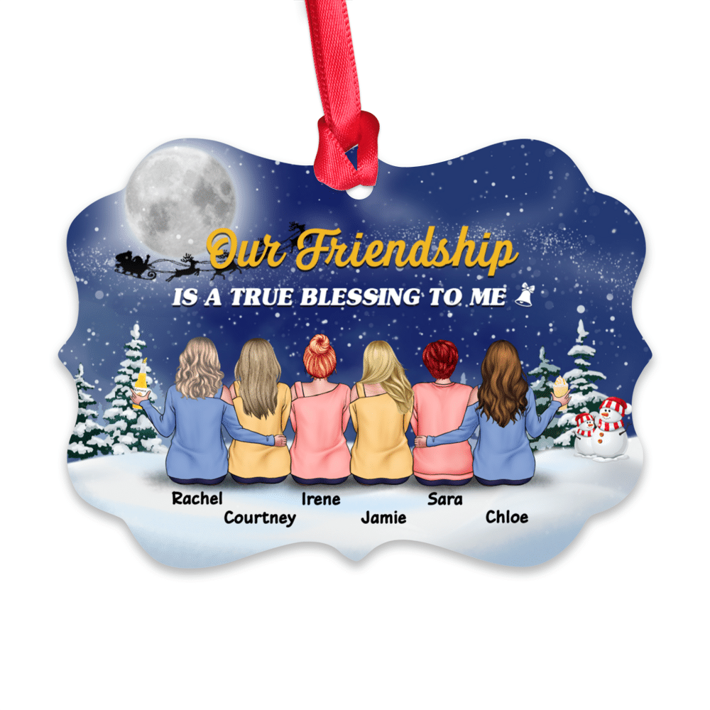 Personalized Ornament - Sisters Snow Ornament - Up to 9 women - Our friendship is a true blessing to me_1