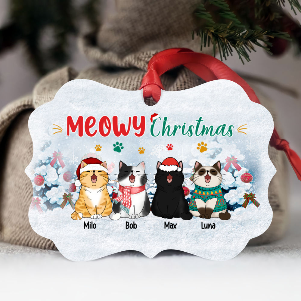 Personalized Meowy Christmas Ornament, Cat Dog Pet Ornaments Custom Name &  Photo, Dog Cat Ornament Keepsakes Gifts for Pet Lovers Xmas, Add Picture