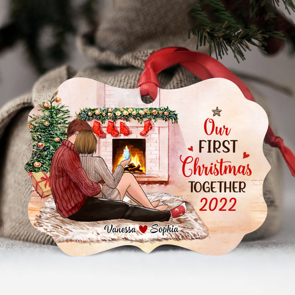 Personalized Ornament - Xmas Couple - Ornament - Our First Christmas Together 2024