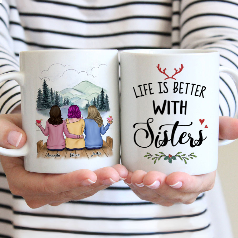 Personalized Christmas Mug - Life Is Better with Sisters (Xmas Collection)_1