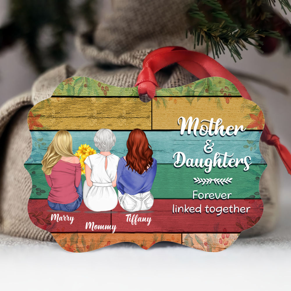 Personalized Ornament - Up to 4 Daughters - Ornament -  Mother & Daughters Forever Linked Together (OG)