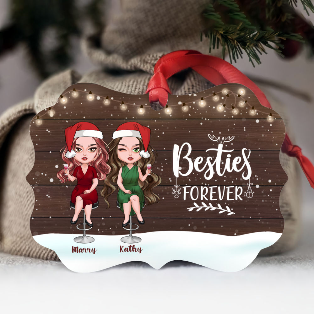 Personalized Ornament - Wood Buddies - Besties Forever