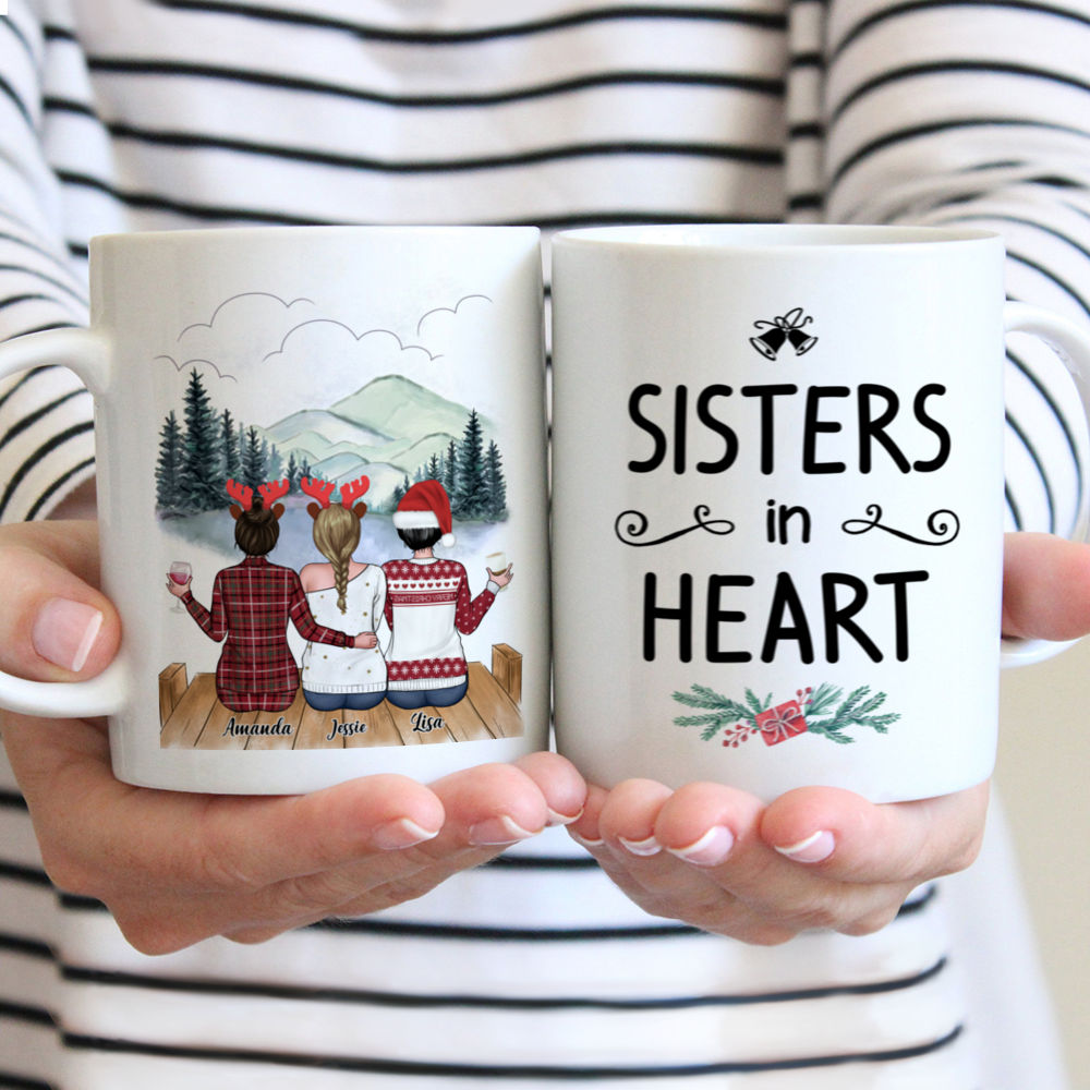 Personalized Mug - Sisters christmas mug - Sisters in heart