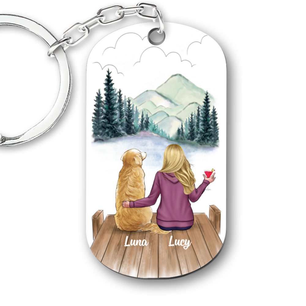 Personalized Keychain - Personalized Keychain - Dog's Girl and Man