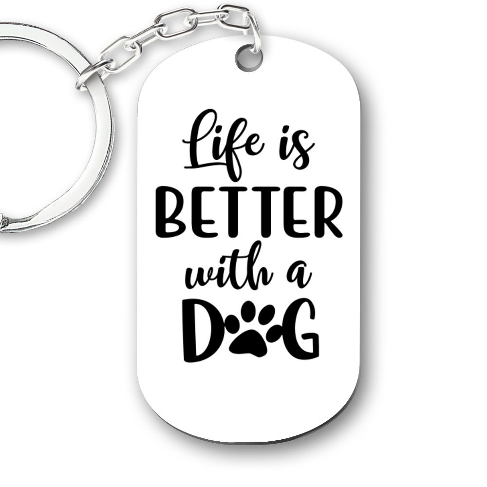 Personalized Keychain - Personalized Keychain - Dog's Girl and Man