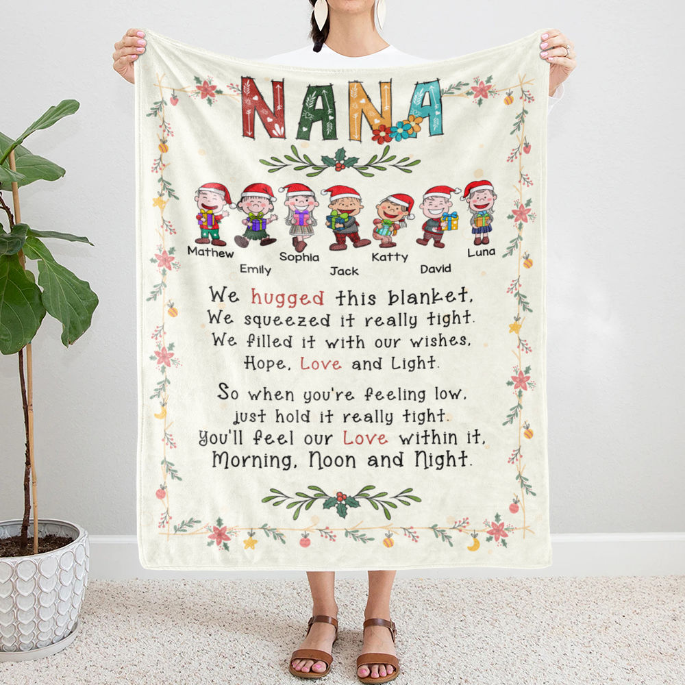 Personalized Christmas Blanket - NANA, We Hugged This Blanket_1