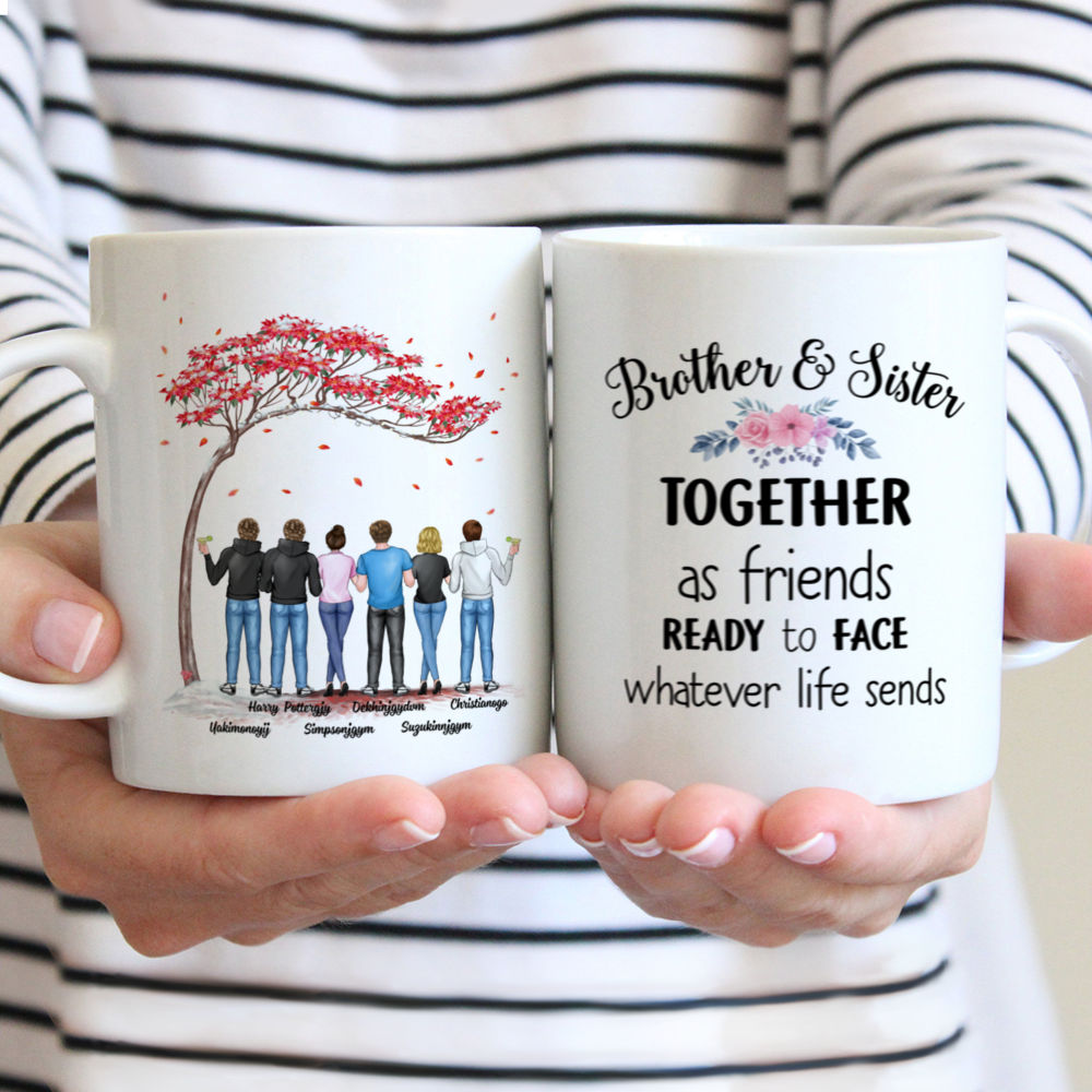 Personalized Mug - Christmas - Bro&Sis - Brother and sister, together as friends, ready to face whatever life sends (8520)_1