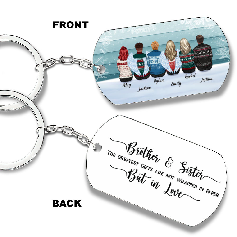 Gossby Personalized Keychain 51x29 - Up to 9 People - Brother & Sister The Greatest Gifts Are Not Wrapped in Paper But in Love