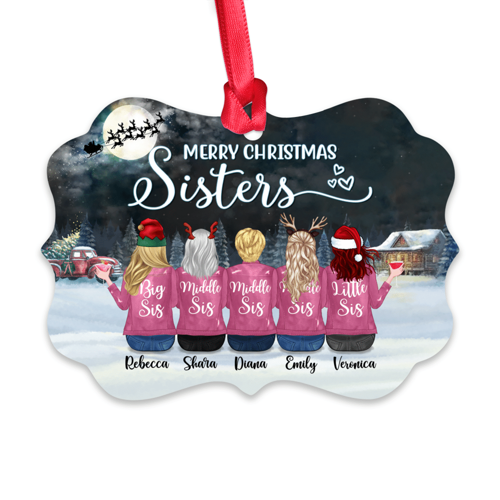 Personalized Ornament - Up to 9 Sisters - Merry Christmas Sisters (8546)_1