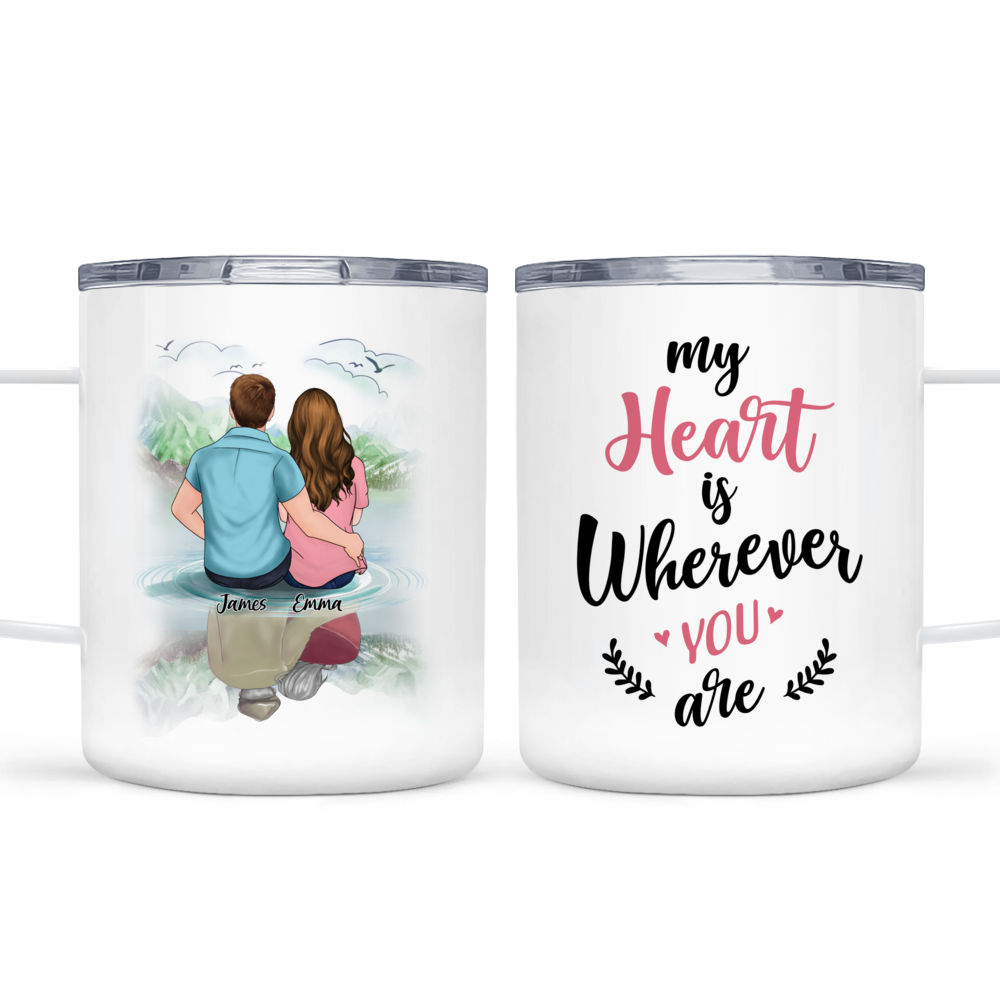 Personalized Floral Heart Travel Coffee Mug, Design: M5 - Everything Etched