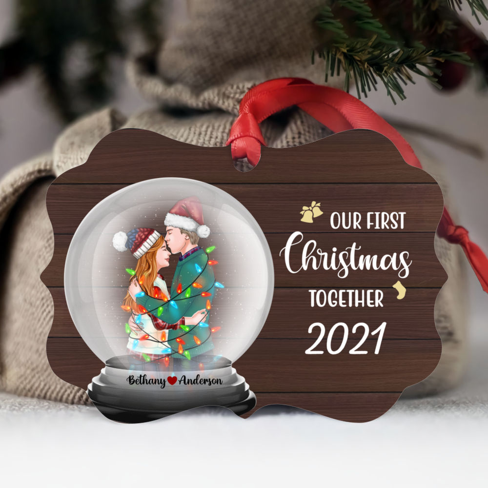 Personalized Ornament - Christmas Couple - Our first Christmas together/ All I want for Christmas is you