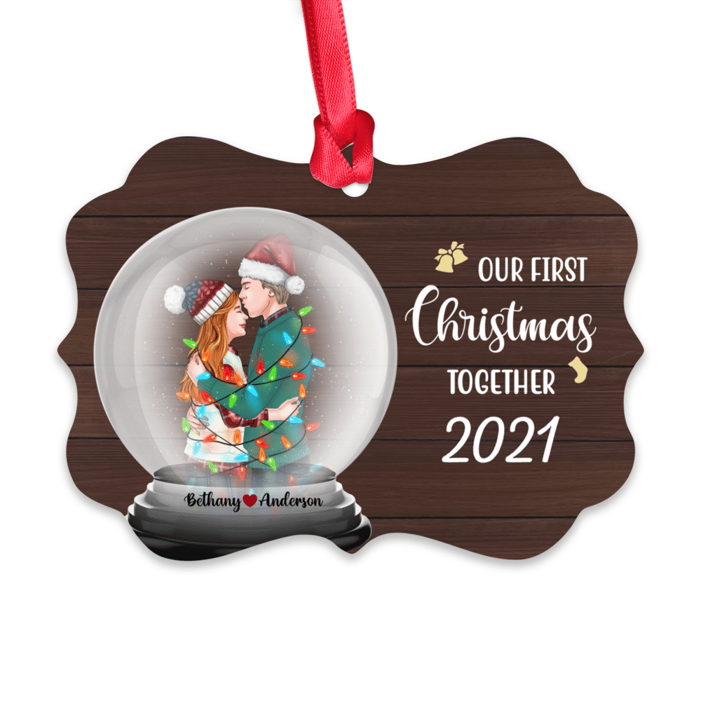 Personalized Ornament - Christmas Couple - Our first Christmas together/ All I want for Christmas is you_1