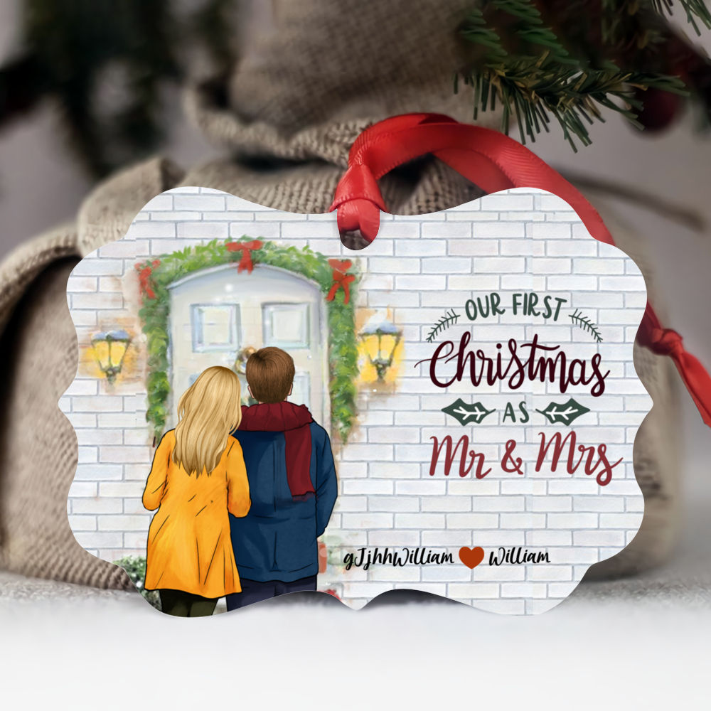 Personalized Ornament - Husband & Wife - Our first Christmas as mr & mrs_1