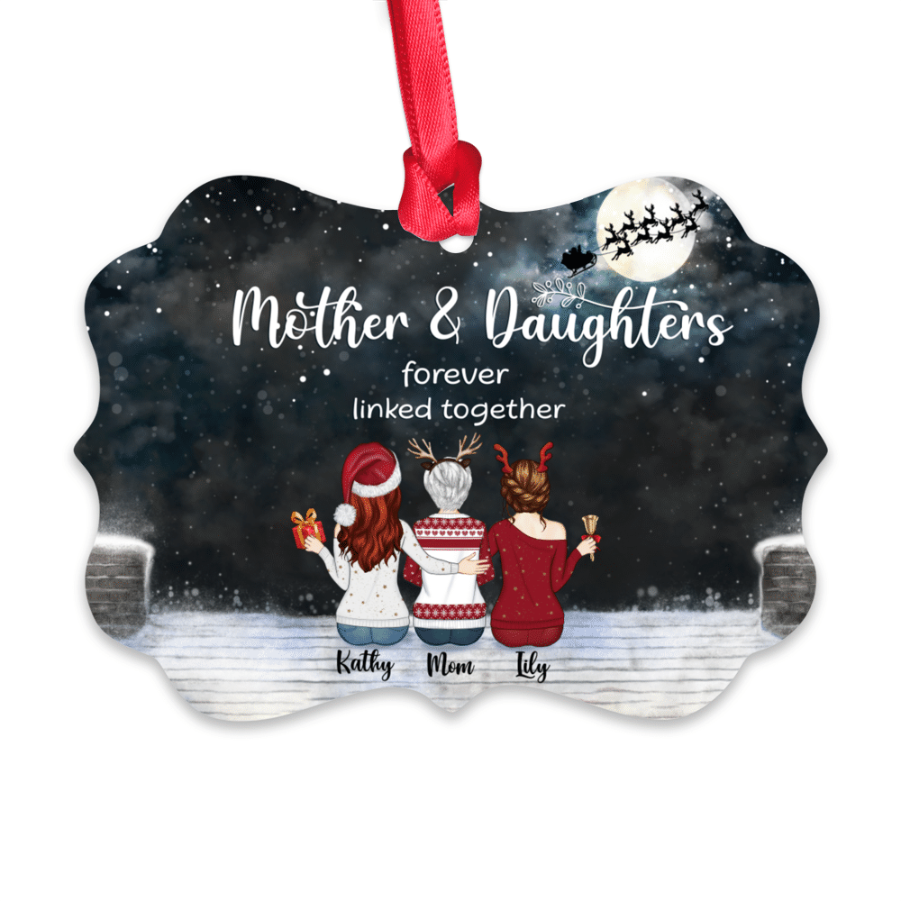 Personalized Ornament - Mother & Daughter - Up to 8 Daughter - Xmas ornament - Mother & Daughters Forever Linked Together (BD)_1