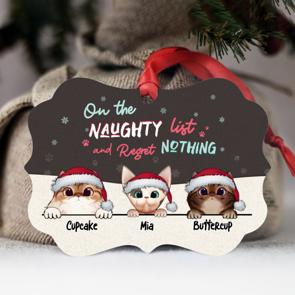 Personalized Ornament - Cat Ornament 2 - On the naughty list and regret nothing