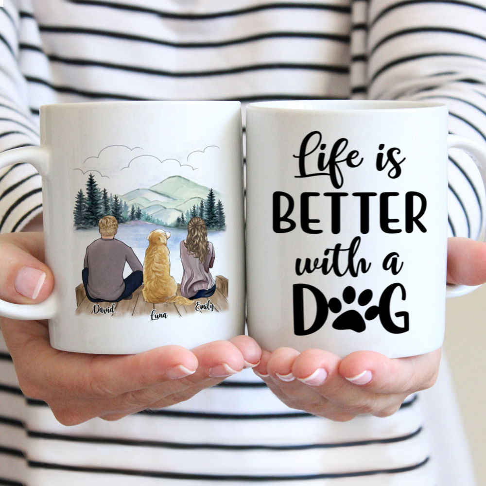 Personalized Mug - Couple and Dog - Life Is Better With A Dog (L)