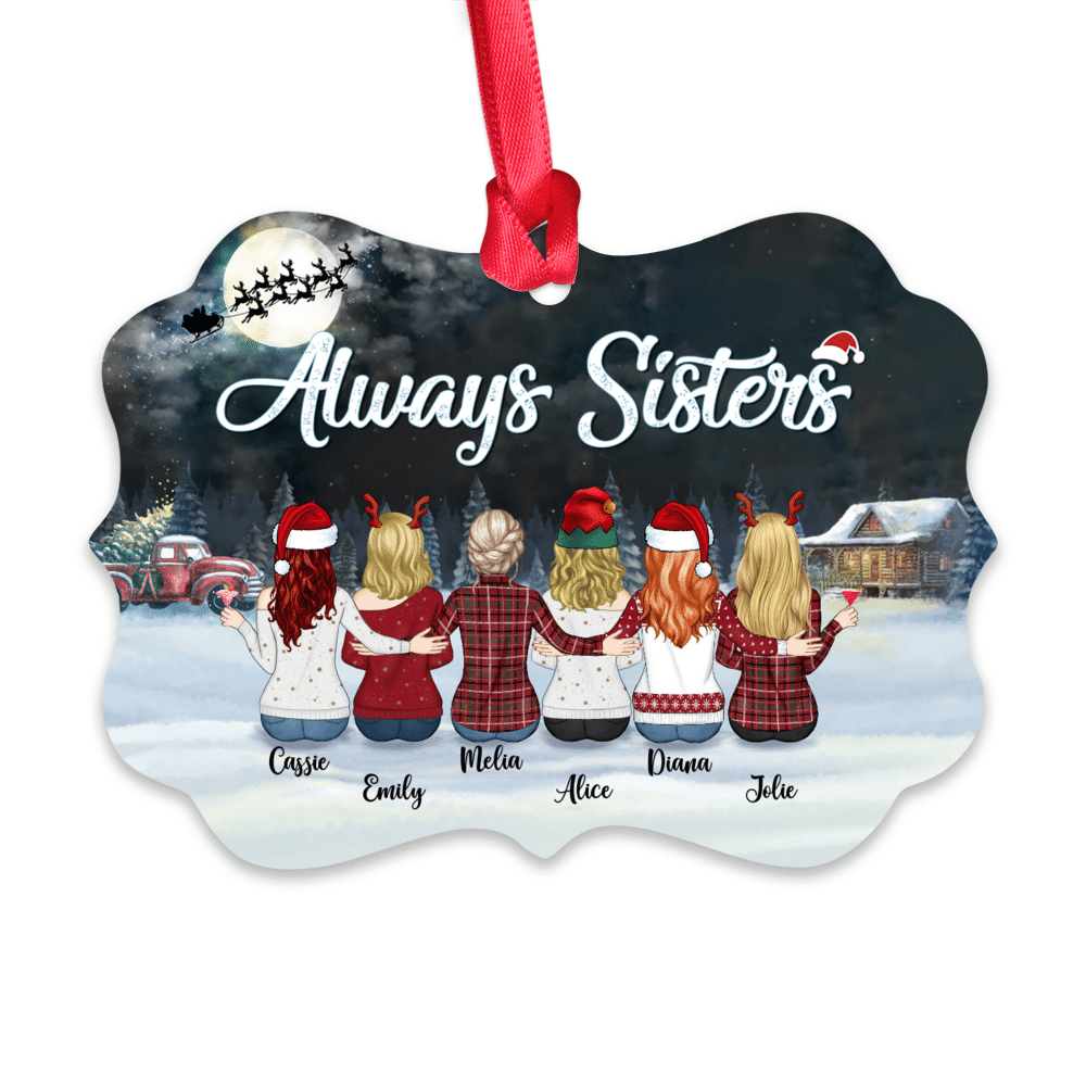 Personalized Ornament - Up to 9 Girls - Always Sisters (8766)_1