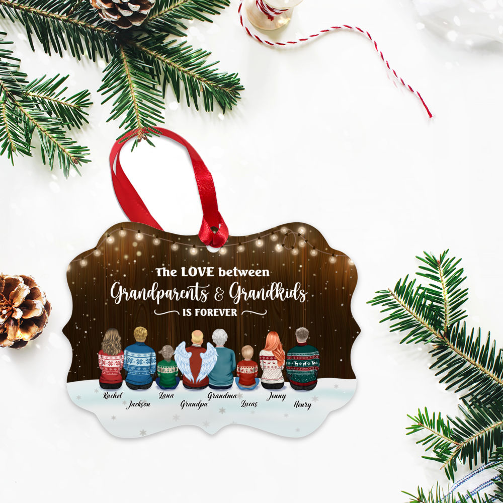 Xmas family - The Love Between Grandparents And Grandkids Is Forever (8831) - Personalized Ornament_3