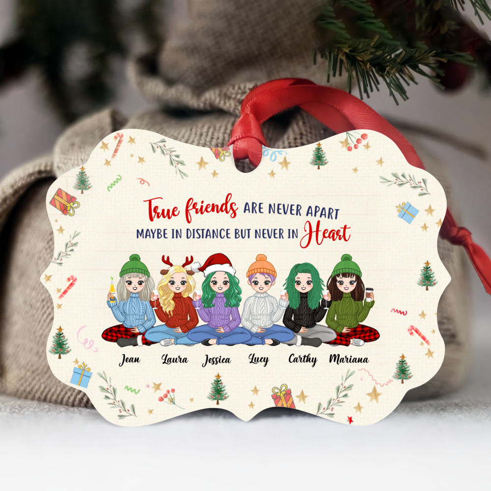 Personalized Ornament - Christmas ornament Gift - True friends are never apart maybe in distance but never in heart