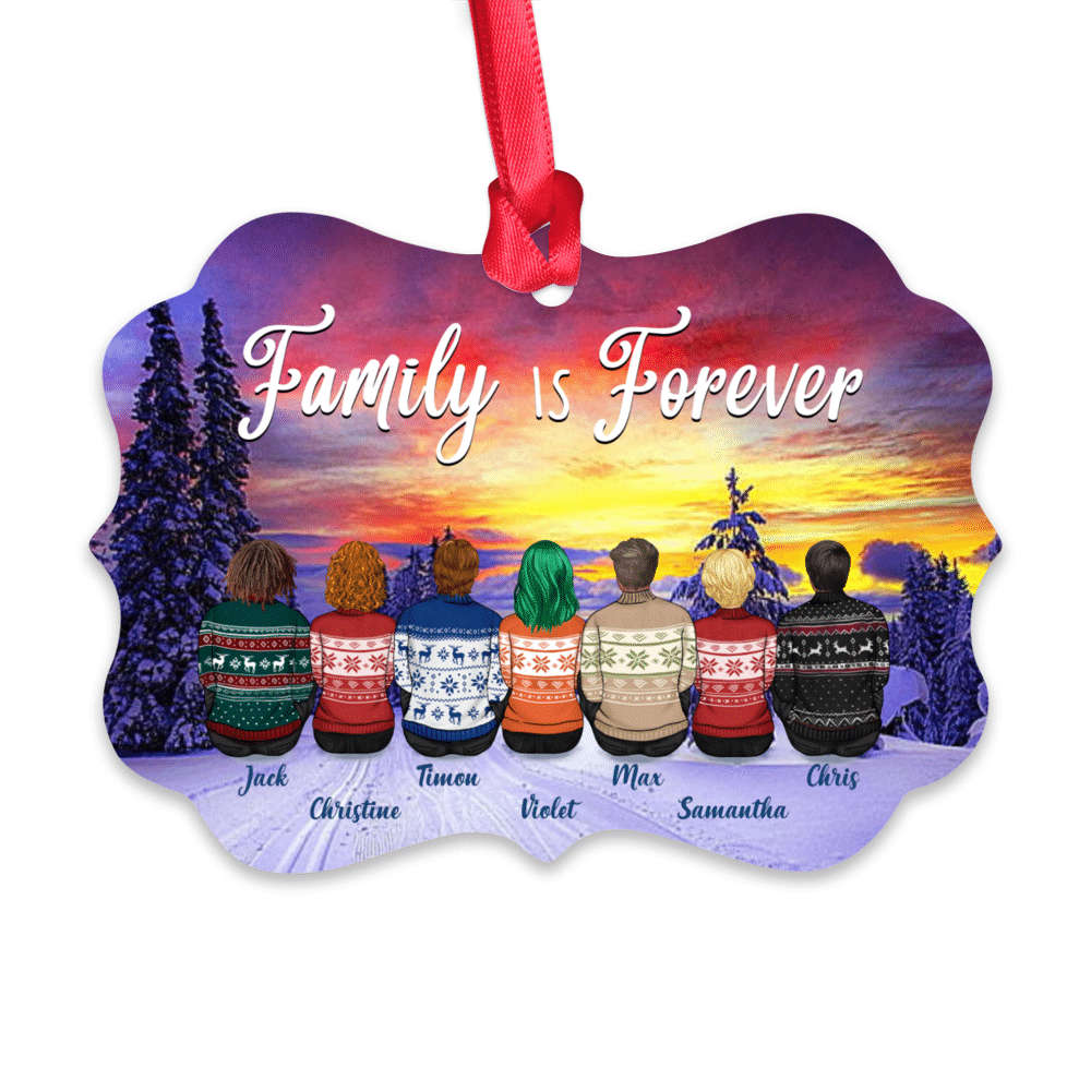 Personalized Ornament - Family - Snow landscape - Family is forever (9039)_1