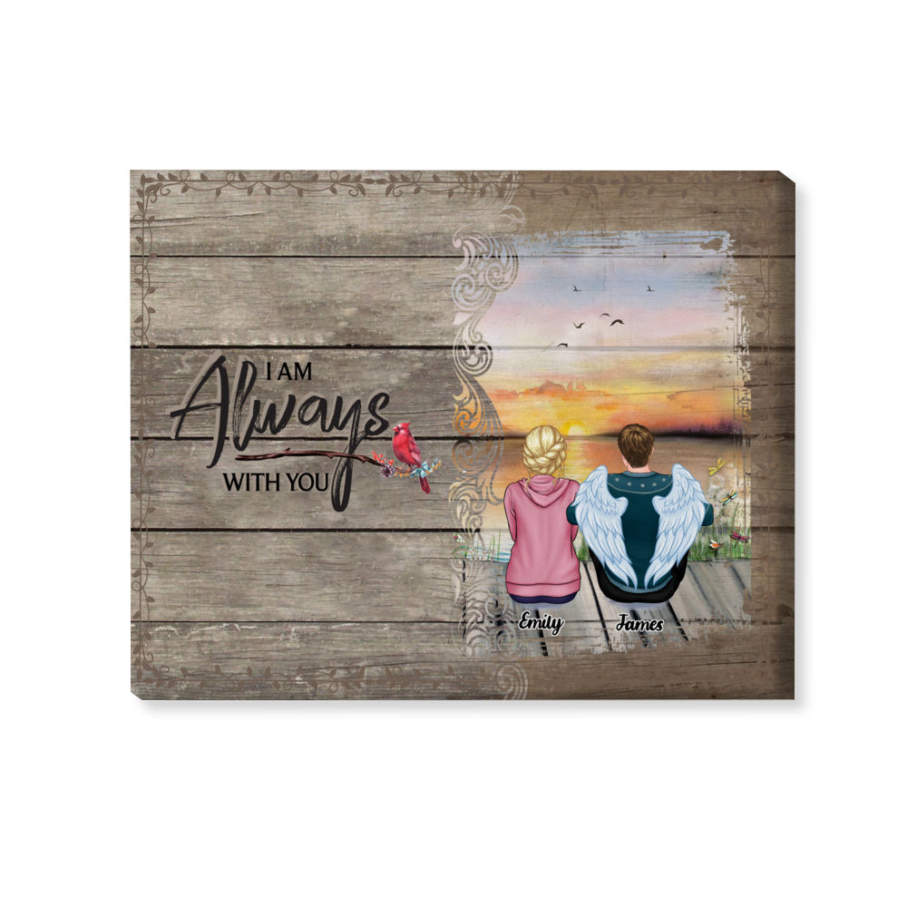 Personalized Wrapped Canvas - Memorial Canvas - I am always with you - We are always with you (Cardinal Bird - Sunset)