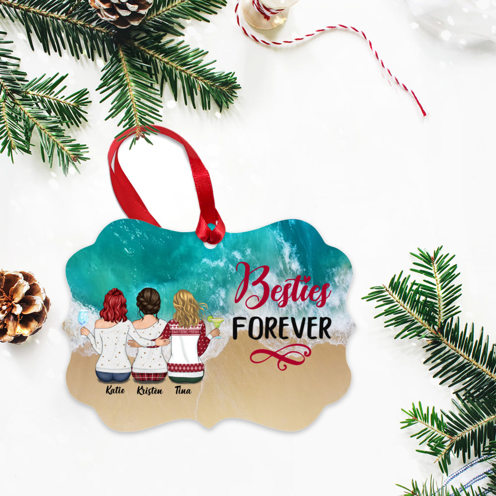 Best friends - Up to 6 Girls - Bestie Forever - Personalized Ornament_2