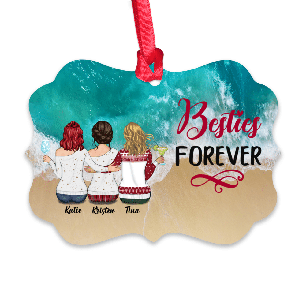 Best friends - Up to 6 Girls - Bestie Forever - Personalized Ornament_1