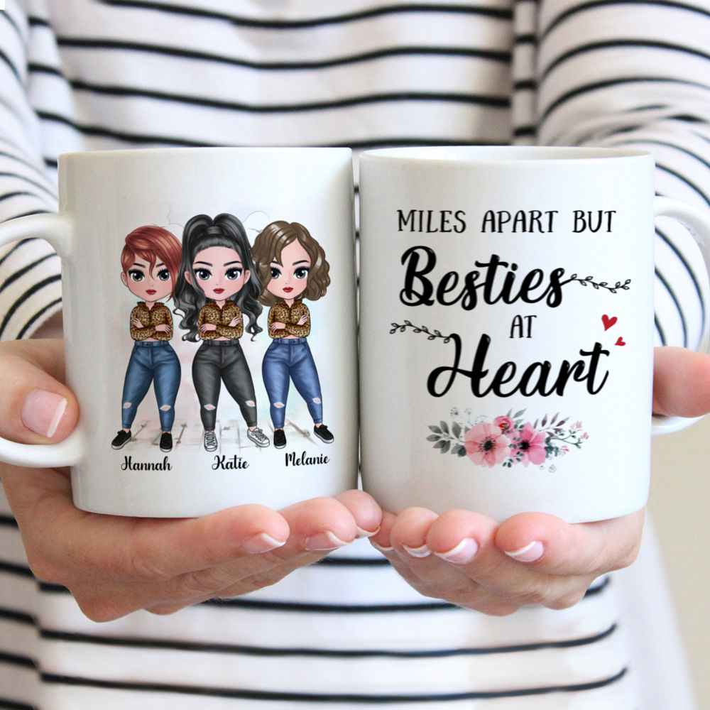 Personalized Mug - Up to 7 Women - Miles Apart But Besties At Heart (8888)_1