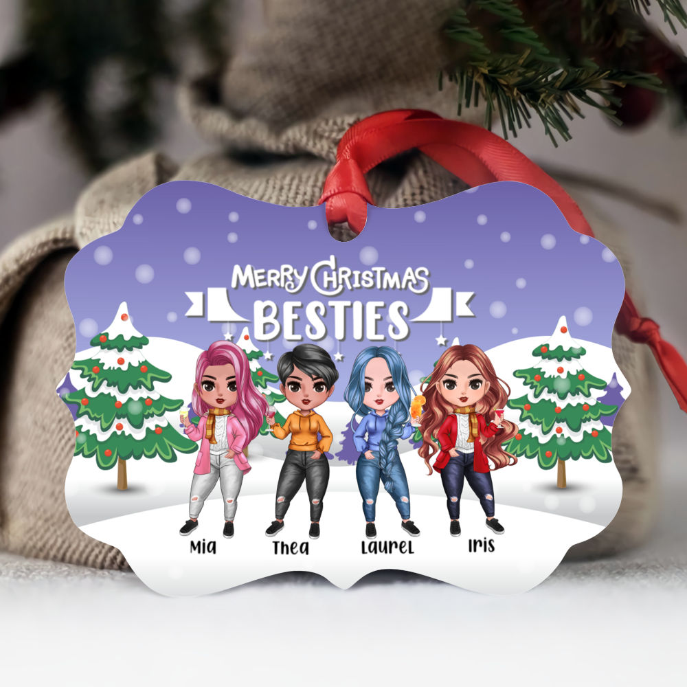 Personalized Ornament - Chibi Friends - Merry Christmas Besties_1