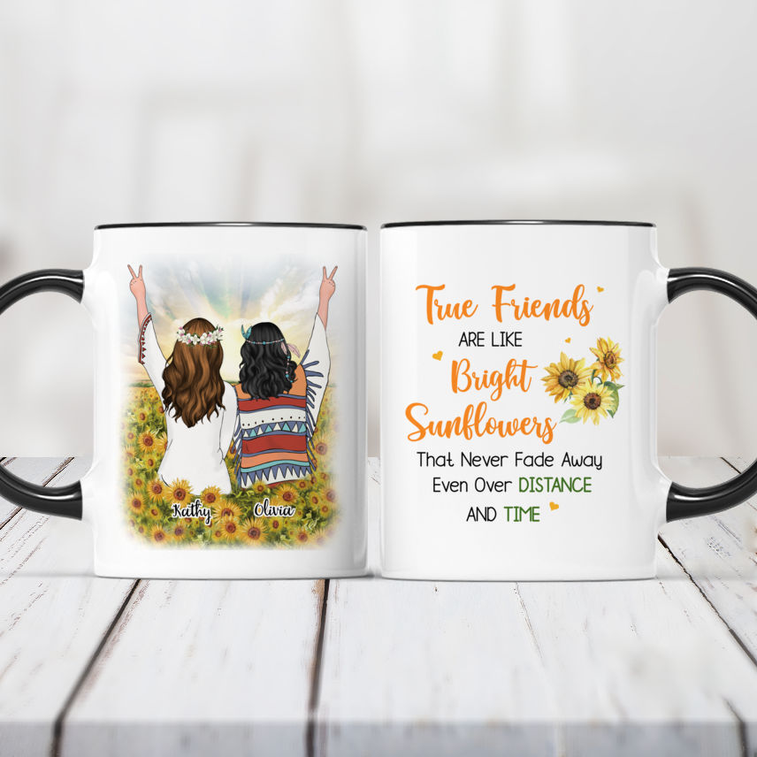 Personalized Best Friends Girl Sunflower Tumbler - Teeruto