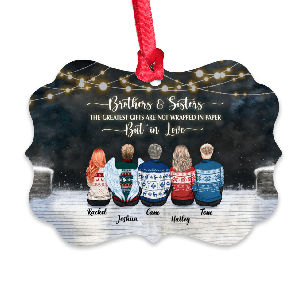 Up to 10p - Brothers & Sisters The greatest gifts are not wrapped in paper but in love (9111) - Personalized Ornament_1