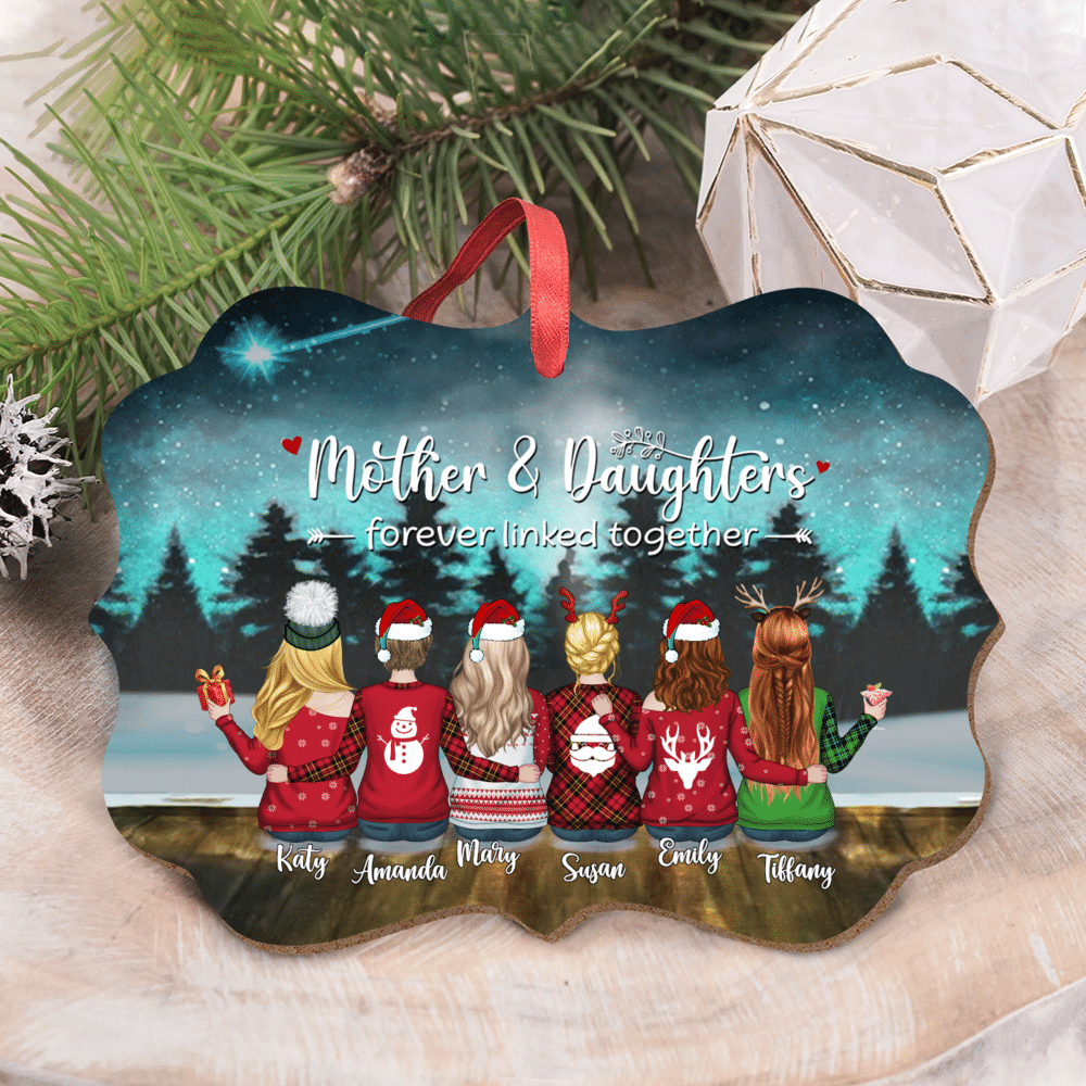 Personalized Ornament - Xmas 2021 - Mother and Daughters Forever Linked  Together (M)