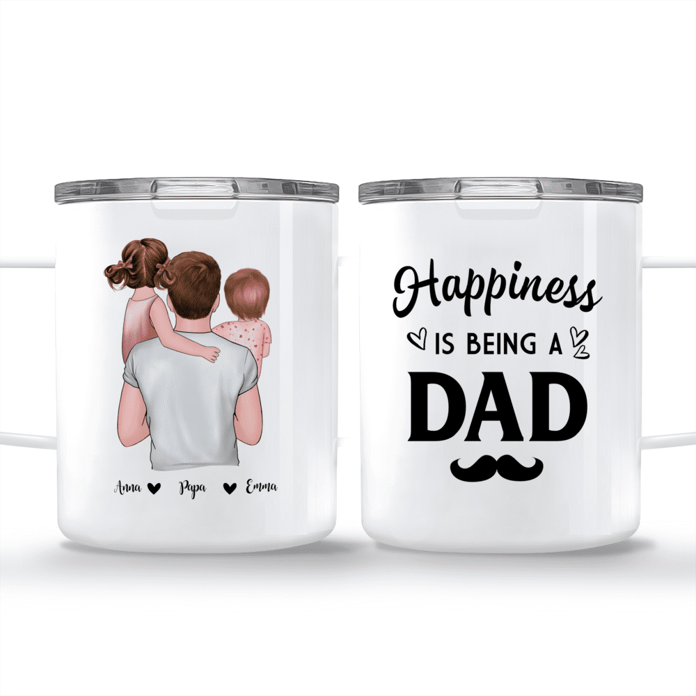 Father & 2 Daughters Customized Mug - Happiness Is Being A Dad_3