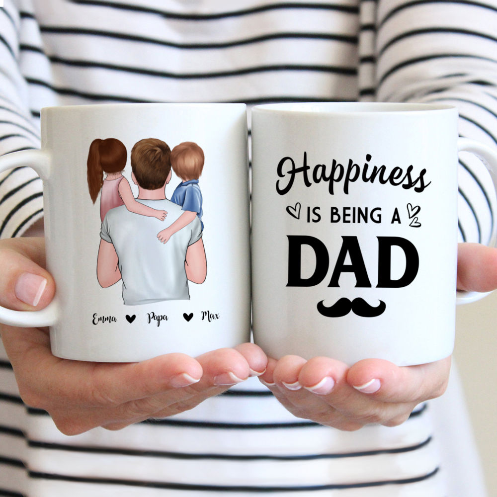 Family - Father  Son  Daughter - Happiness Is Being A Dad | Personalized Mug