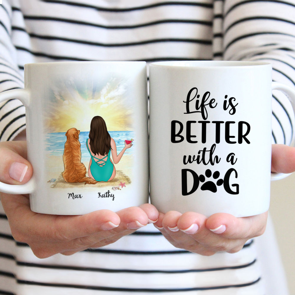 Personalized Mug - Beach Girl And Her Dog - Life Is Better With A Dog