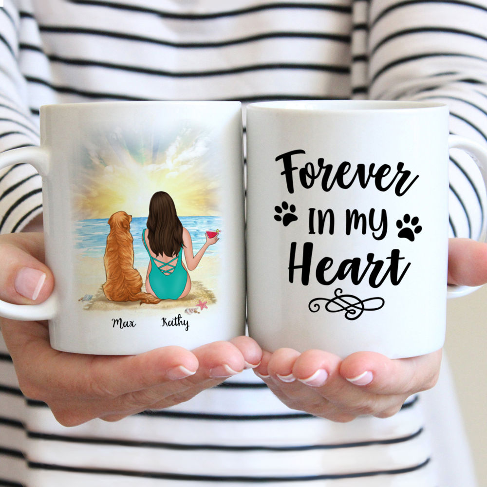 Personalized Mug - Beach Girl And Her Dog - Forever In My Heart