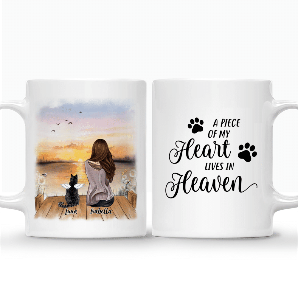 Personalized Mug - Girl and Cats - A Piece Of My Heart Lives In Heaven_3