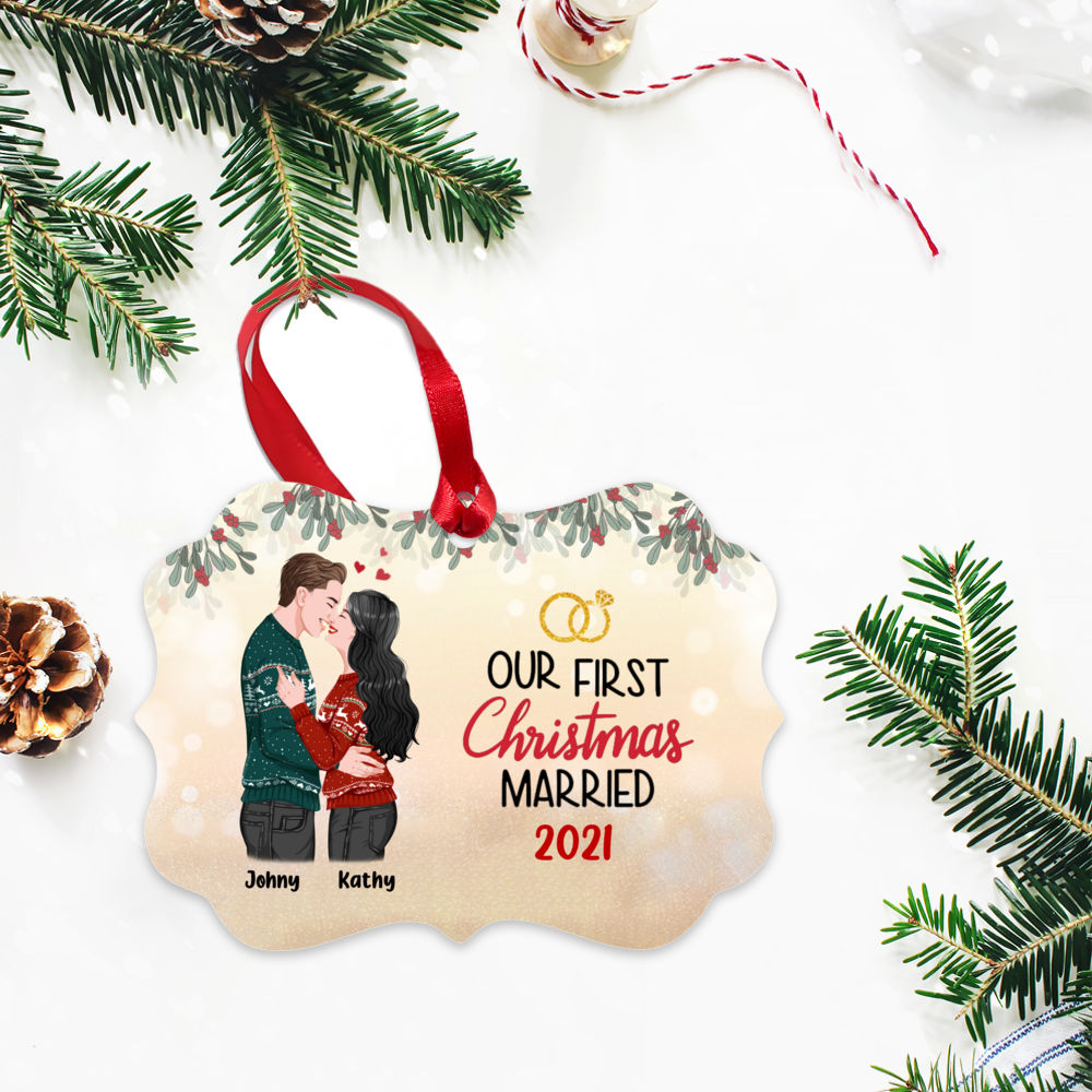 Personalized Ornament - Couple Christmas - Our First Christmas Married 2021_2