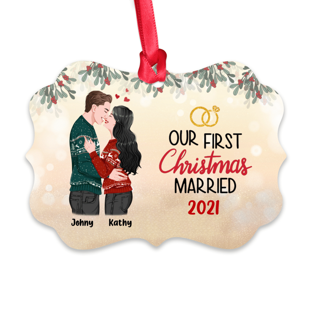 Personalized Ornament - Couple Christmas - Our First Christmas Married 2021_1