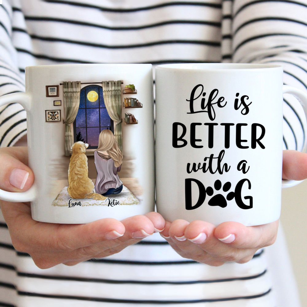 Personalized Mug - Girl and Dogs - Life Is Better With Dogs. VS2