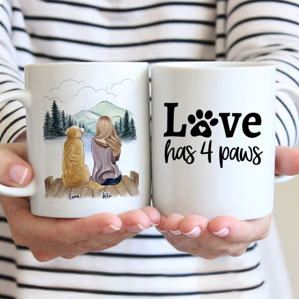 Personalized Mug - Girl and Dogs - Love has 4 paws.