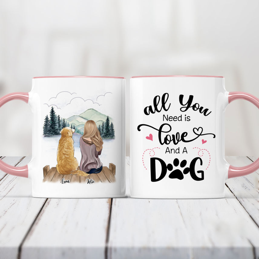 Girl and Dogs - All you need is love and a dog. - Personalized Mug
