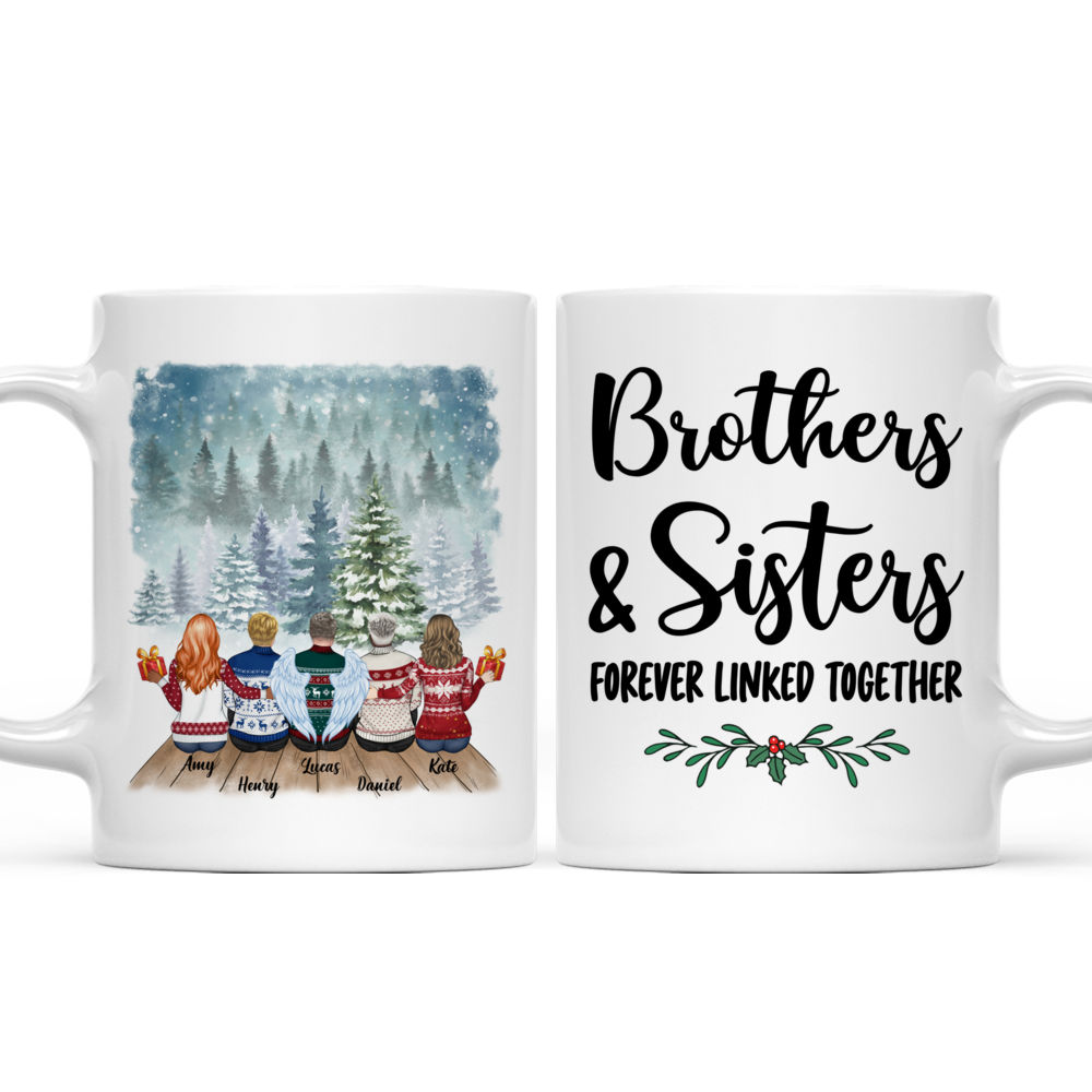 Personalized Mug - Up to 8p - Brothers & Sisters Forever Linked Together - Christmas Gifts For Sisters, Brothers, Family Members, Christmas Mug_3