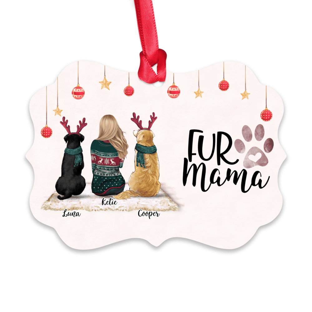 Girl and Dogs - Fur Mama (9644) - Personalized Ornament_2