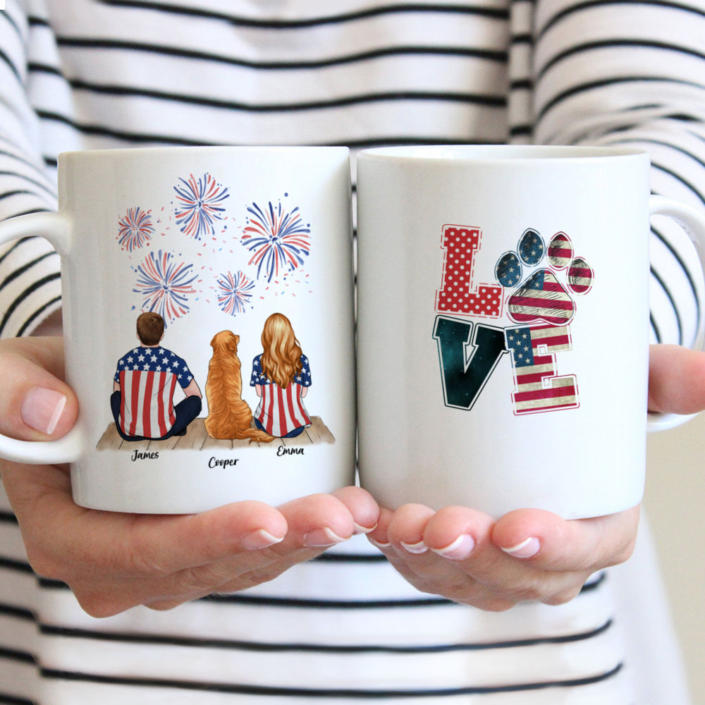 Personalized Mug - Couple Mug - 4th of July-  LOVE - Couple Gifts, Gifts For Her, Him