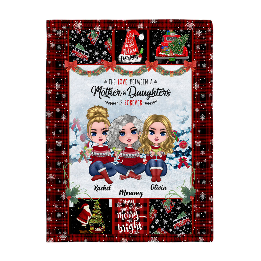 Personalized Xmas Blanket - The Love Between Mother & Daughters Is Forever_2