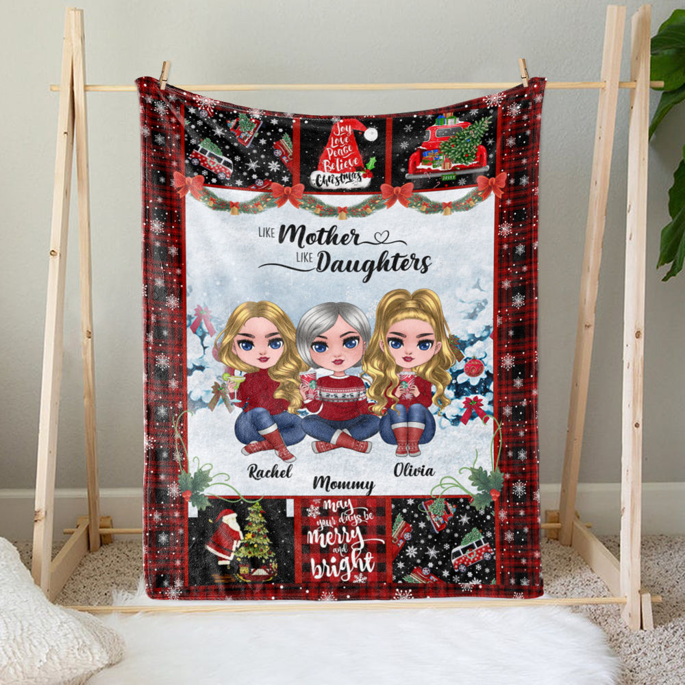 Personalized Fleece Blanket - Like Mother Like Daughter (Christmas Theme)_1