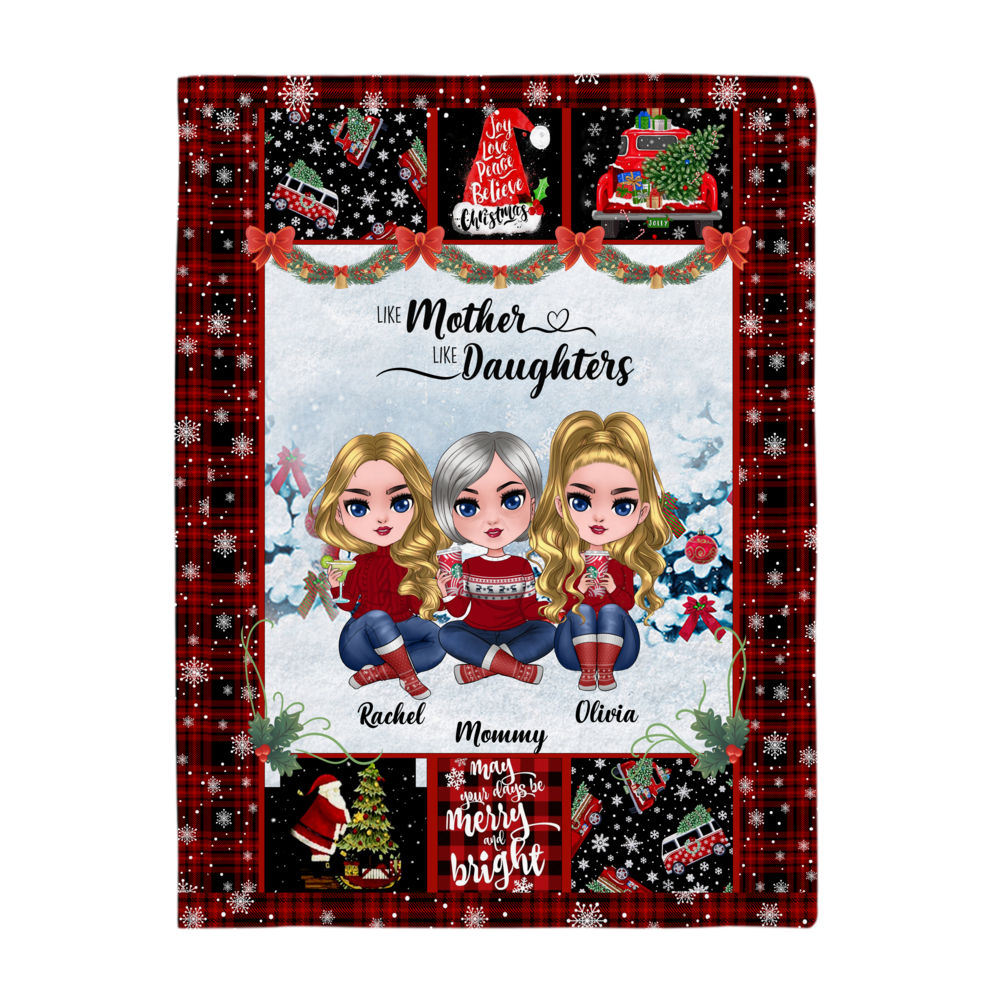 Personalized Fleece Blanket - Like Mother Like Daughter (Christmas Theme)_2