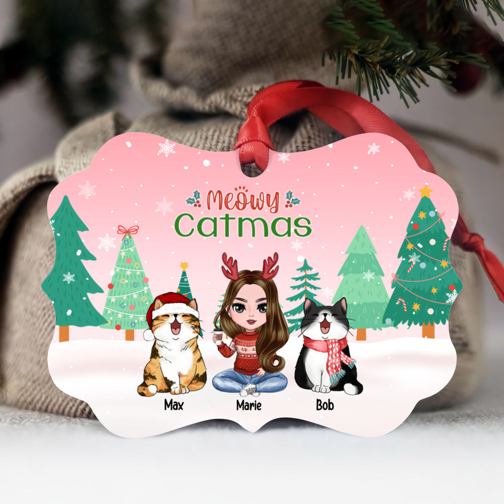 Personalized Ornament - Xmas Cat Ornament - Meowy Christmas